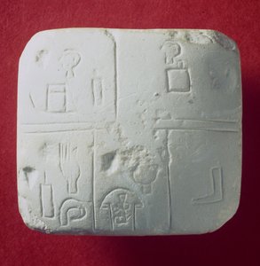 Molde de una tablilla cuneiforme, sumeria